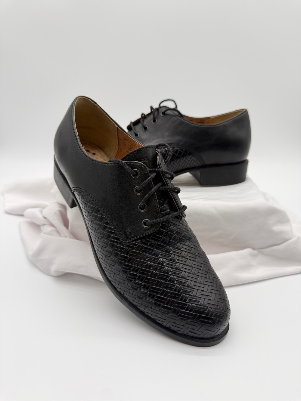 Ariat 16111 Black Woven Leather Lace-Up Shoes Womens 8.5 Western ATS